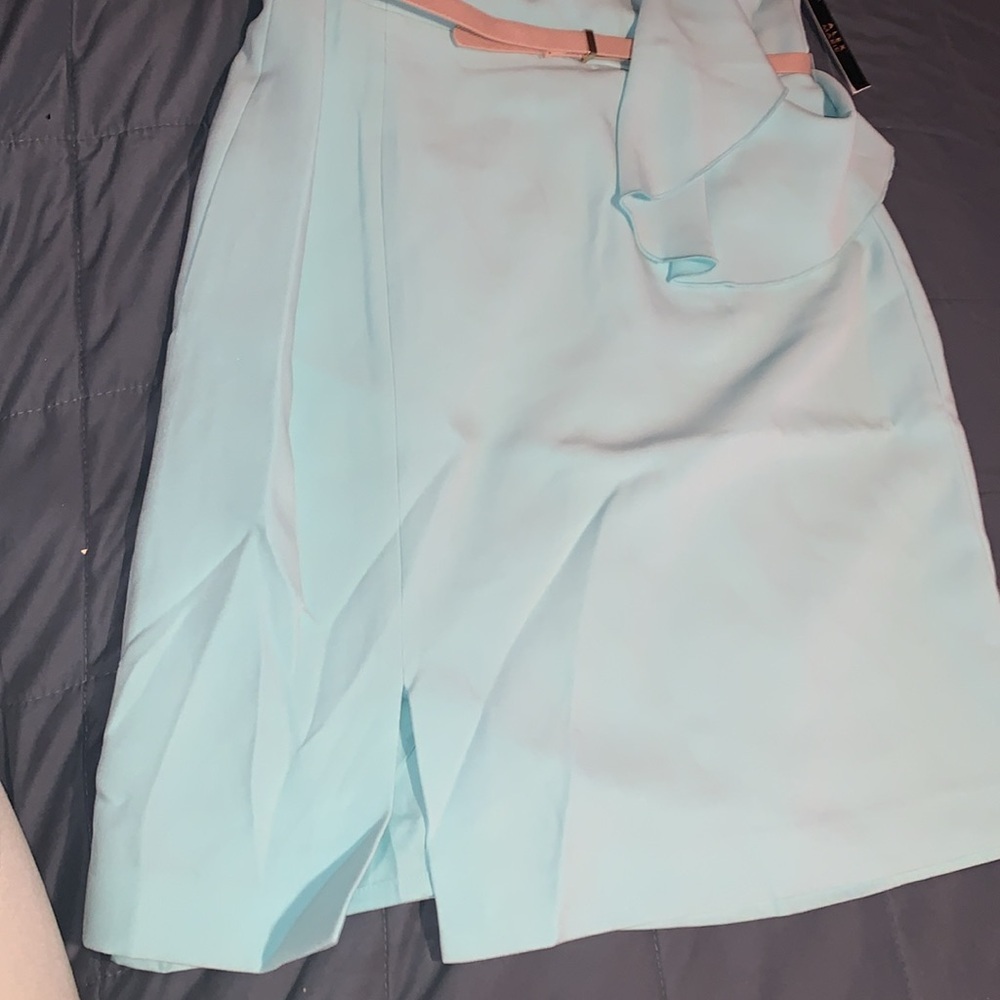 NWT designer Alex Marie Essex Sheath Dress size 14 plus size turquoise lined - Picture 5 of 10